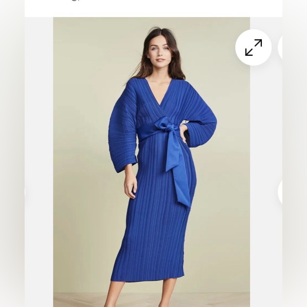 C/MEO COLLECTIVE Decided Cobalt Blue Plisse Pleated Kimono Midi Dress